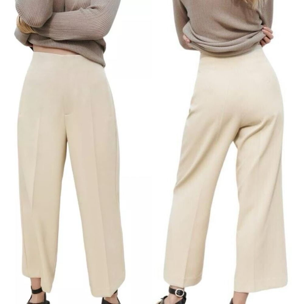 Zara Cream Wide-Leg Pants